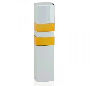 REFILLABLE SILVER AND GOLD PERFUME SPRAY. SPIN CAP. SQUARE LIPTSTICK SHAPE / 25 ML